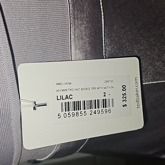 TED BAKER LONDON IVENA Asymmetrical Knit Bodice Satin Silk Lilac Women Dress S:2 - Picture 10 of 15